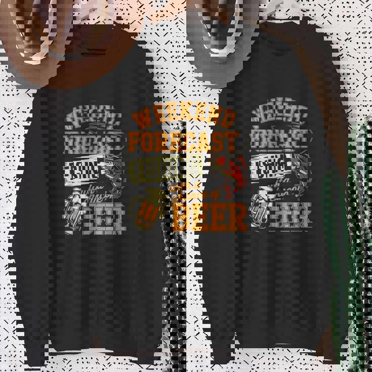 釣り人のための面白い釣りとビールの週末予報 スウェットシャツ 年配の女性への贈り物