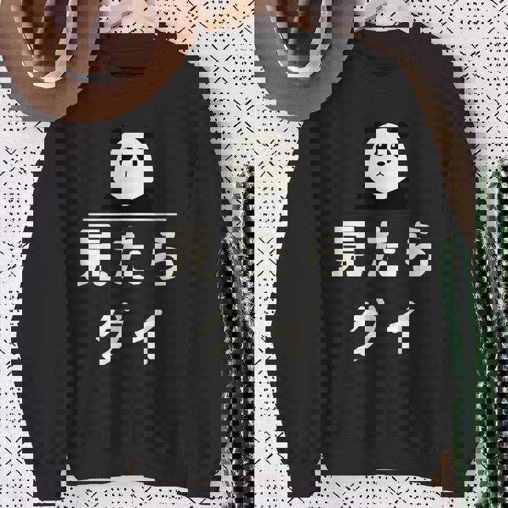 面白い 「見たらグイ」おもしろギャグ-ジョーク 漢字 みたらぐい 文字入り スウェットシャツ 年配の女性への贈り物