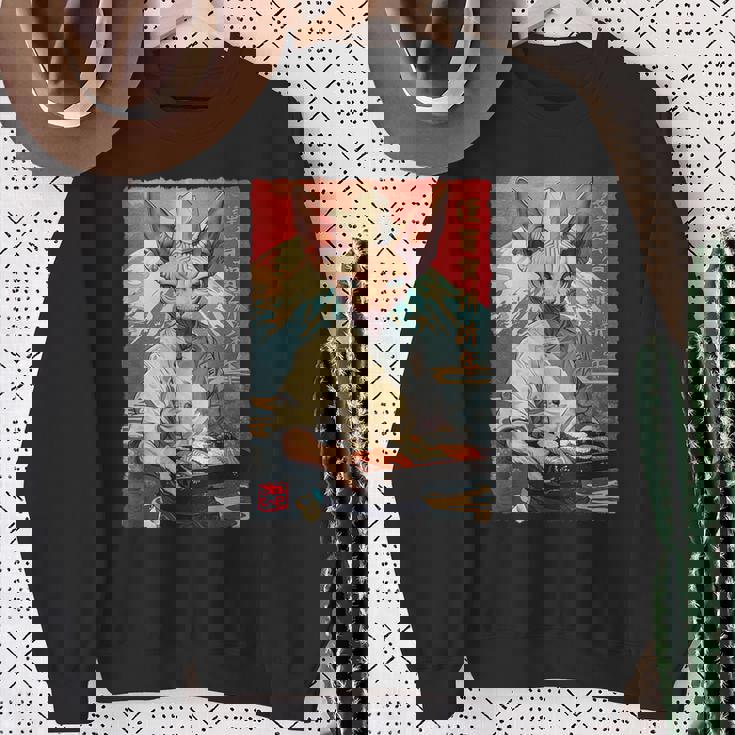 面白い かわいい 和食 アニメ アート スフィンクス 猫 寿司 シェフ スウェットシャツ 年配の女性への贈り物