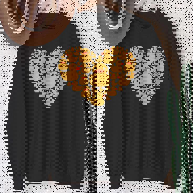 面白い ラバーダック ギフト メンズ レディース クールラバー アヒル ハート スウェットシャツ 年配の女性への贈り物