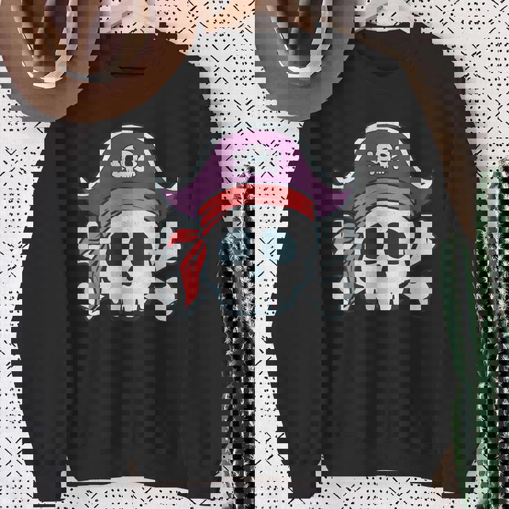 面白い 海賊 漫画 スカル ハロウィン スウェットシャツ 年配の女性への贈り物