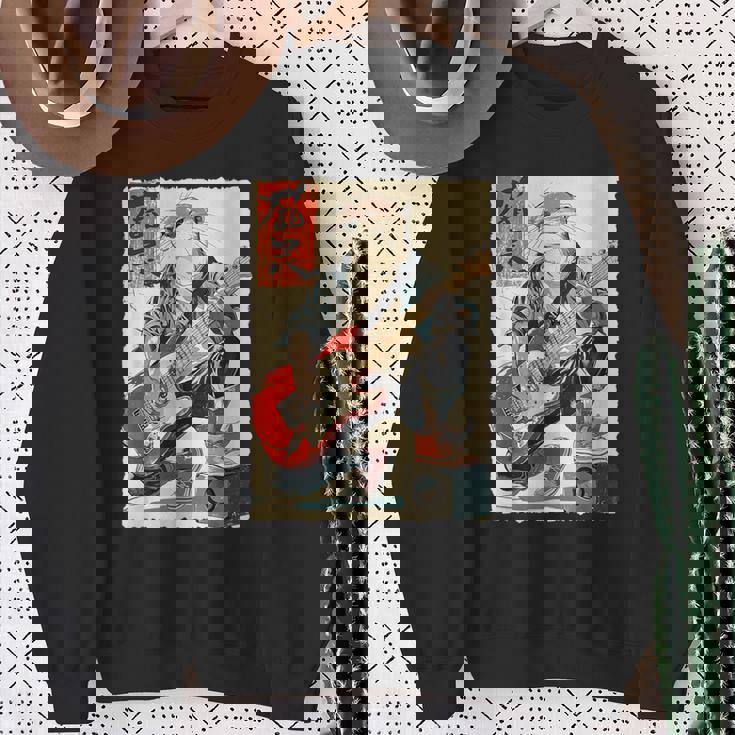 面白い 漫画 アニメ 日本美術 カワウソ ギターを弾く ロック スウェットシャツ 年配の女性への贈り物