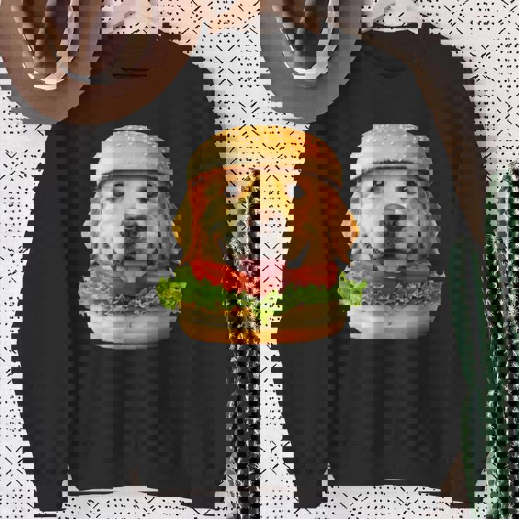 面白いtシャツ ゴールデンレトリバー 犬 ハンバーガー メンズ グッズ かわいい おもしろ 面白い 服 ネタ スウェットシャツ 年配の女性への贈り物