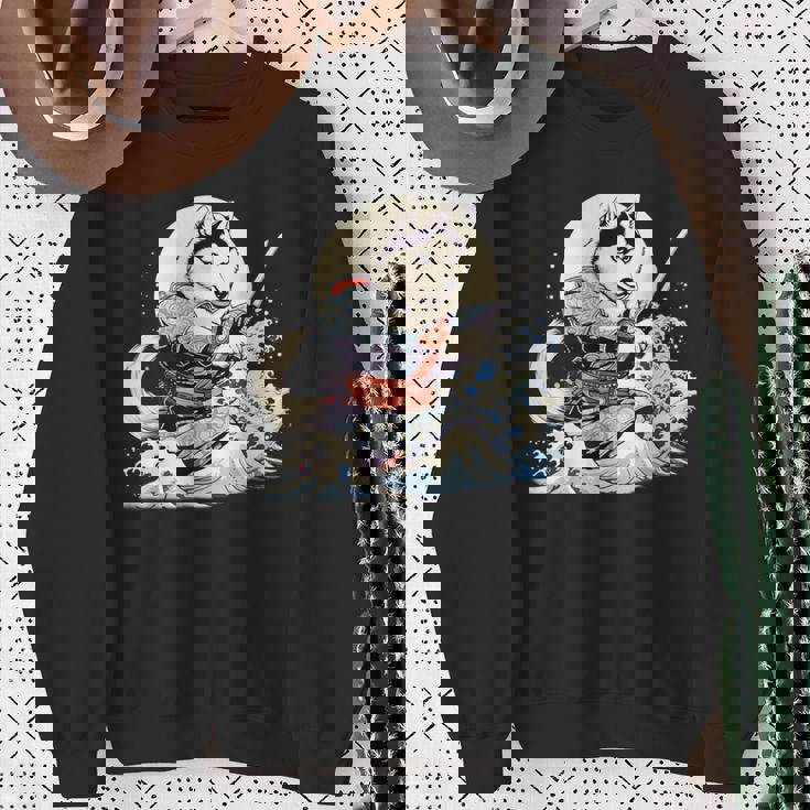 面白いtシャツ シベリアンハスキー 浮世絵 イヌ わんこ メンズ 犬好き グッズ おもしろ 面白い 服 ネタ スウェットシャツ 年配の女性への贈り物