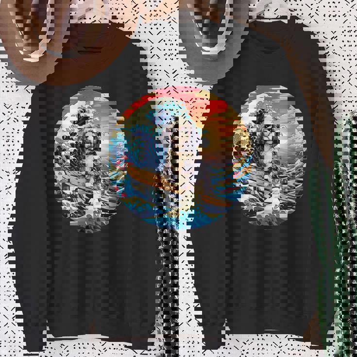 面白いtシャツ シーズー 犬 イヌ メンズ 犬好き グッズ かわいい おもしろ 面白い 服 ネタ サーフィン スウェットシャツ 年配の女性への贈り物