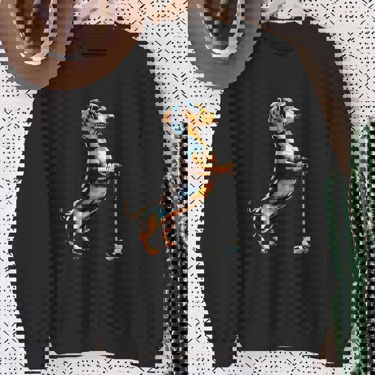 面白いtシャツ ダックスフンド ゴルフ イヌ メンズ 犬好き グッズ かわいい おもしろ 面白い 服 ネタ スウェットシャツ 年配の女性への贈り物