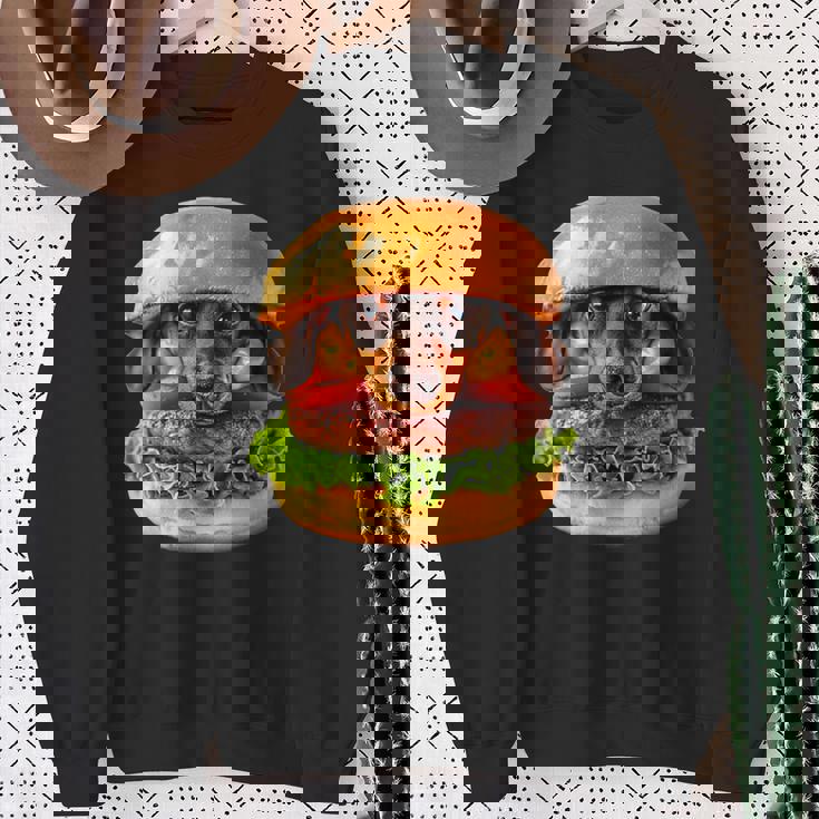 面白いtシャツ ダックスフンド 犬 ハンバーガー メンズ グッズ かわいい おもしろ 面白い 服 ネタ スウェットシャツ 年配の女性への贈り物