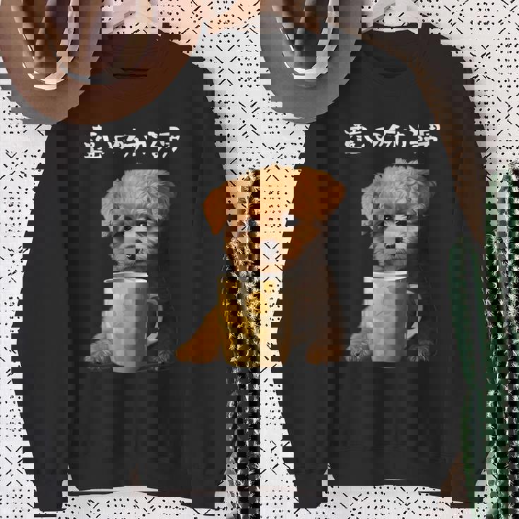 面白いtシャツ トイプードル コーヒー イヌ わんこ メンズ グッズ かわいい おもしろ 面白い 服 ネタ スウェットシャツ 年配の女性への贈り物