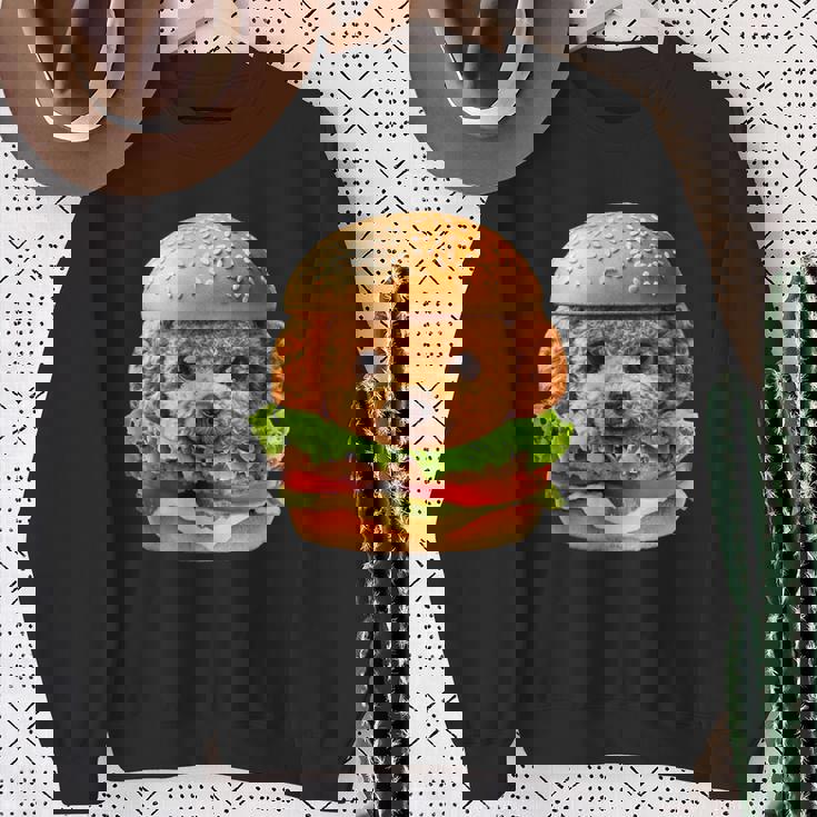 面白いtシャツ トイプードル 犬 ハンバーガー メンズ 犬好き グッズ かわいい おもしろ 面白い 服 ネタ スウェットシャツ 年配の女性への贈り物