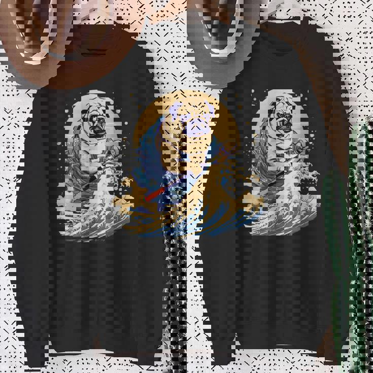 面白いtシャツ パグ 浮世絵 イヌ わんこ メンズ 犬好き グッズ おもしろ 面白い 服 ネタ わんこ スウェットシャツ 年配の女性への贈り物