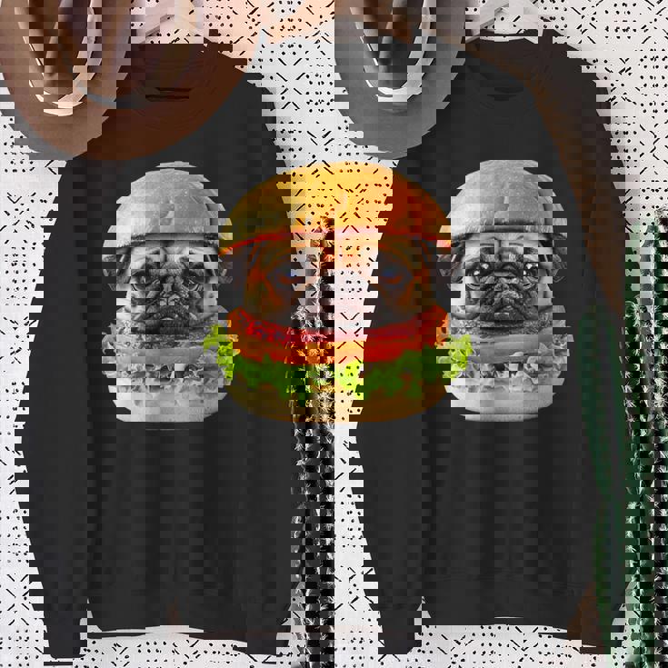 面白いtシャツ パグ 犬 ハンバーガー メンズ 犬好き グッズ かわいい おもしろ 面白い 服 ネタ スウェットシャツ 年配の女性への贈り物