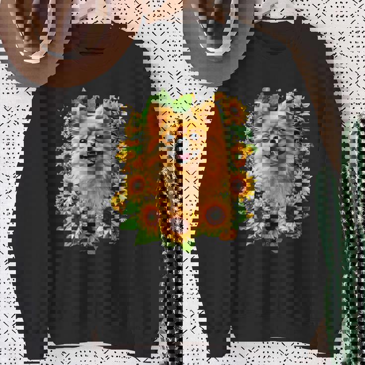 面白いtシャツ ポメラニアン ひまわり わんこ メンズ 犬好き グッズ かわいい おもしろ 面白い 服 ネタ スウェットシャツ 年配の女性への贈り物