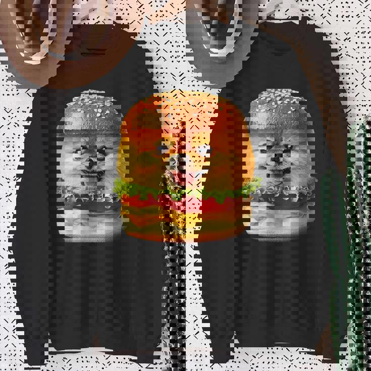 面白いtシャツ ポメラニアン 犬 ハンバーガー メンズ 犬好き グッズ かわいい おもしろ 面白い 服 ネタ スウェットシャツ 年配の女性への贈り物