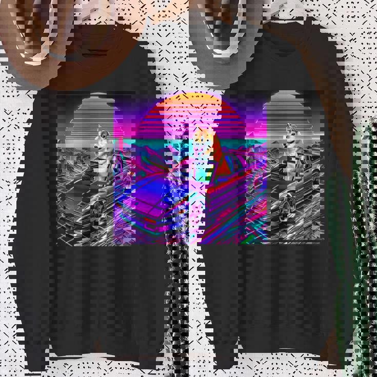 面白いtシャツ 柴犬 車 イヌ わんこ メンズ 犬好き グッズ かわいい おもしろ 面白い 服 ネタ スウェットシャツ 年配の女性への贈り物