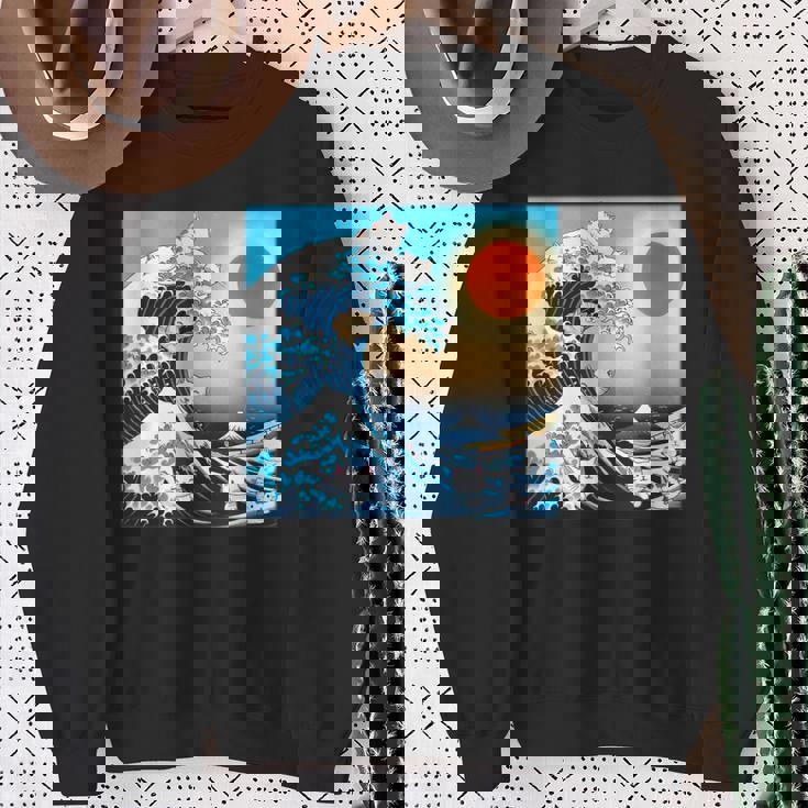 面白いtシャツ 猫 ネコ 浮世絵 海 メンズ 猫好き グッズ おもしろ 面白い 服 ネタ にゃんこ 猫の下僕 スウェットシャツ 年配の女性への贈り物