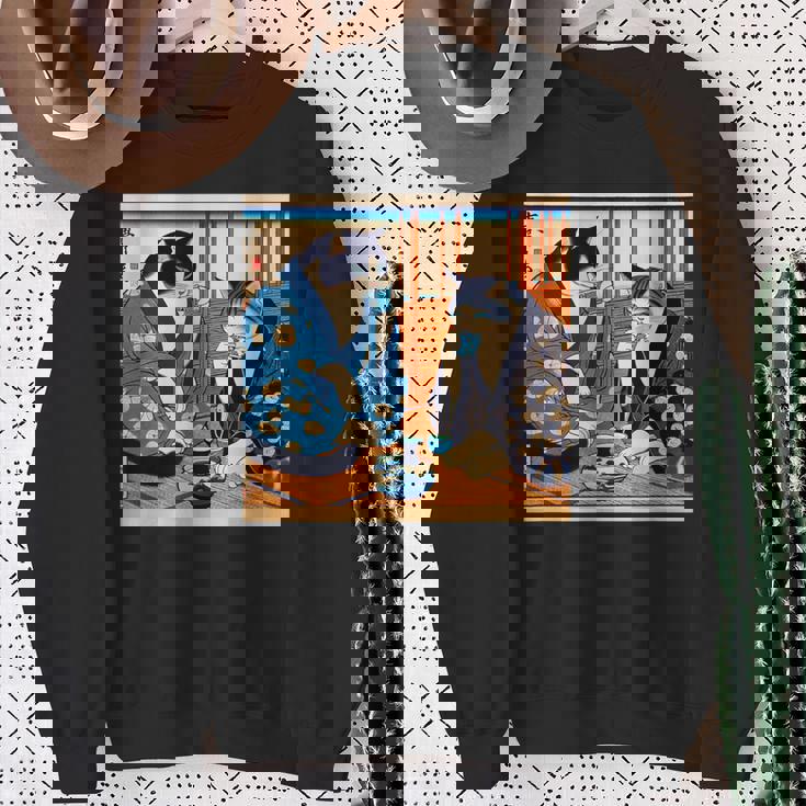 面白いtシャツ 猫 ネコ 酒 メンズ 猫好き グッズ おもしろ 面白い 服 ネタ にゃんこ 猫の下僕 浮世絵 スウェットシャツ 年配の女性への贈り物