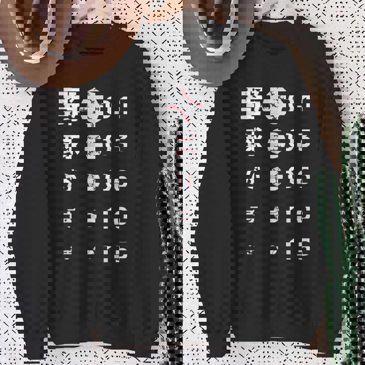 面白いtシャツ 野球 ベースボール 視力検査 おもしろ 服 ネタ メンズ 野球部 おもしろグッズ 大人 子供 スウェットシャツ 年配の女性への贈り物