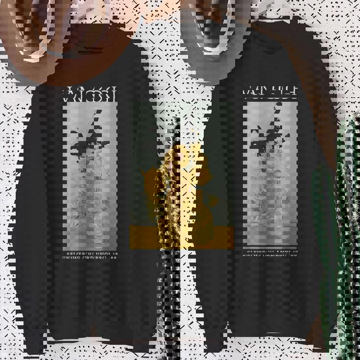 面白いゴッホ ひまわり 猫 ミーム ゴッホ アートグラフィック スウェットシャツ 年配の女性への贈り物