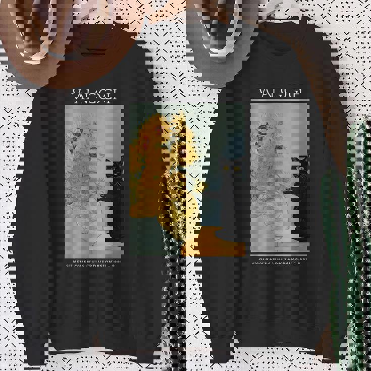 面白いゴッホ ひまわり 猫 ミーム ゴッホ アート スウェットシャツ 年配の女性への贈り物