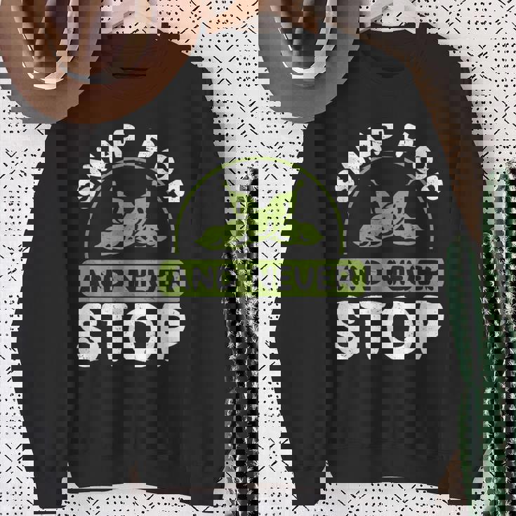 面白いスナップポップと決して止まらない日本料理 枝豆好き。 スウェットシャツ 年配の女性への贈り物