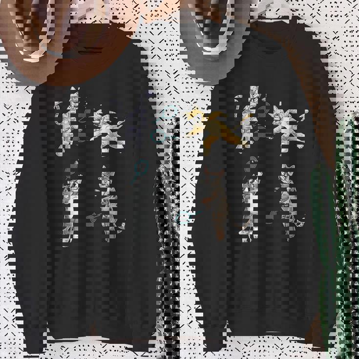 面白いバドミントン猫 スウェットシャツ 年配の女性への贈り物