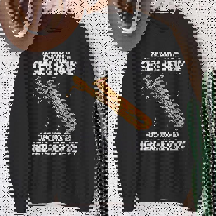 面白いバリトンサックスのデザイン私はサックスを持っています スウェットシャツ 年配の女性への贈り物