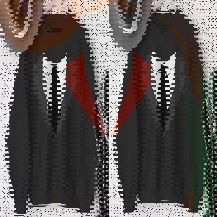 面白いバーガンディレッドタキシードバーテンダータキシードクリスマス スウェットシャツ 年配の女性への贈り物