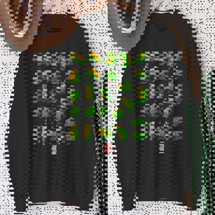 面白いヨガカエルとヒキガエル瞑想 日本のアートグラフィック スウェットシャツ 年配の女性への贈り物