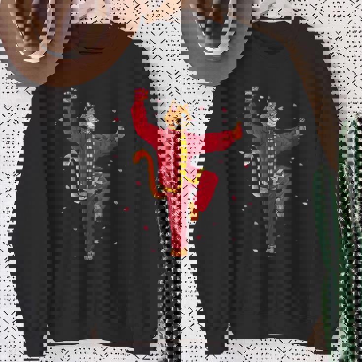 面白い太極拳 猫 武道 ヨガ 瞑想 スウェットシャツ 年配の女性への贈り物