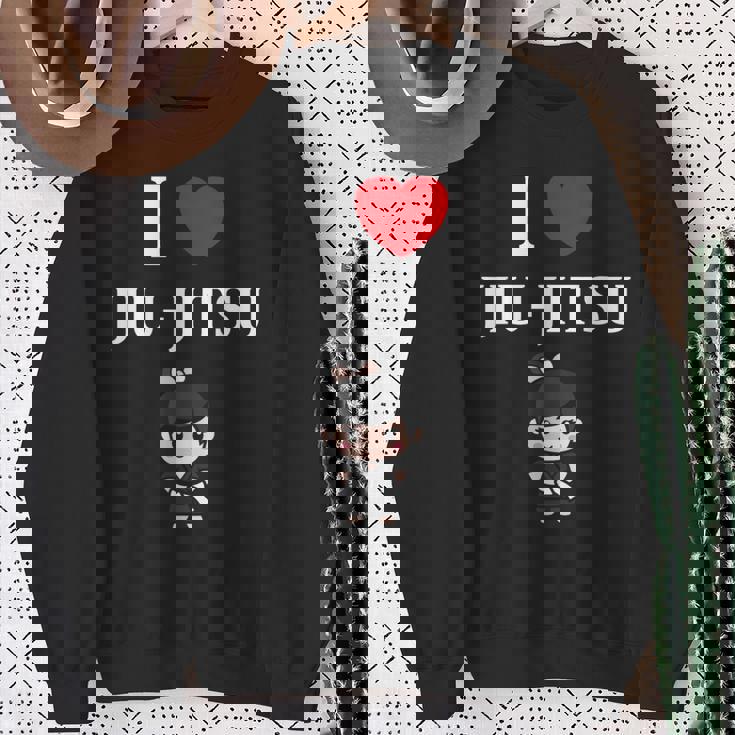 面白い柔術スポーツミニマリストかわいいシンプル柔術 I Love Jiu Jitsu スウェットシャツ 年配の女性への贈り物