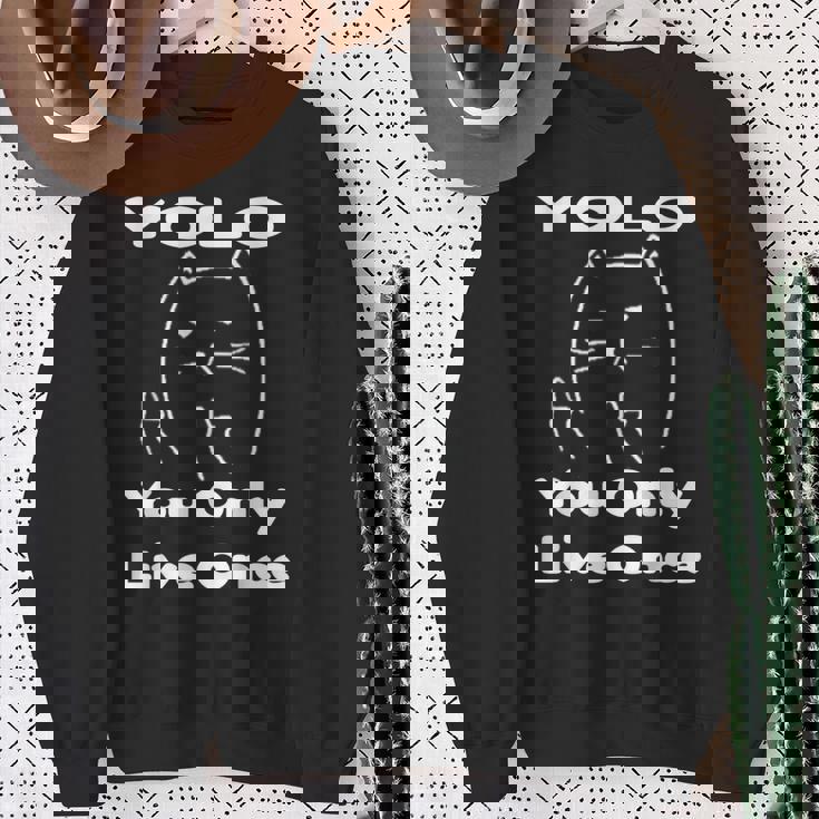 面白い猫 Tピースギフト Yolo 猫愛好家に スウェットシャツ 年配の女性への贈り物