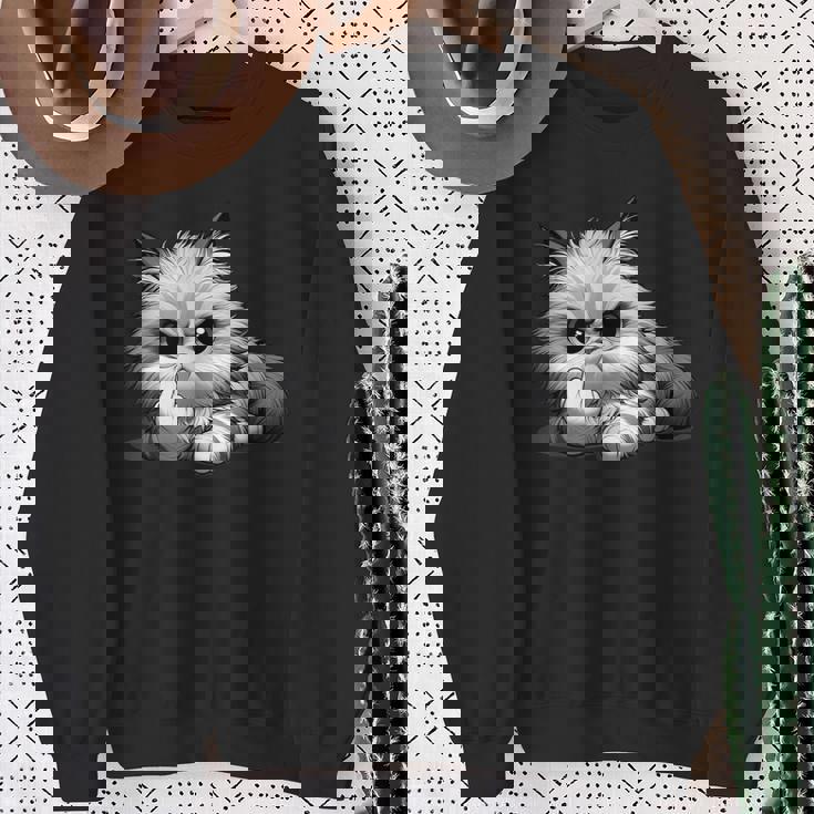 面白い猫 中指 皮肉 いたずらな 発言 スウェットシャツ 年配の女性への贈り物