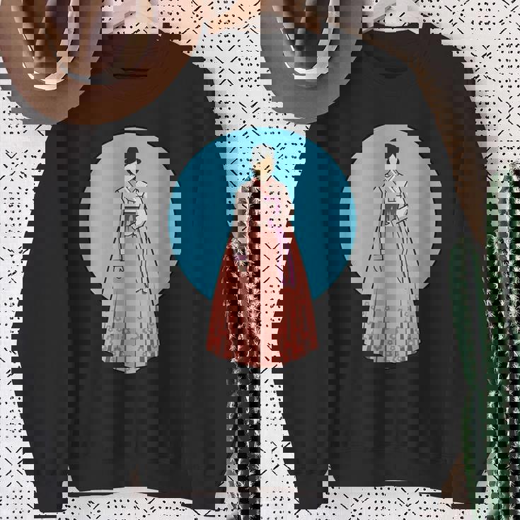 韓国伝統韓服を着た韓国の美少女 スウェットシャツ 年配の女性への贈り物