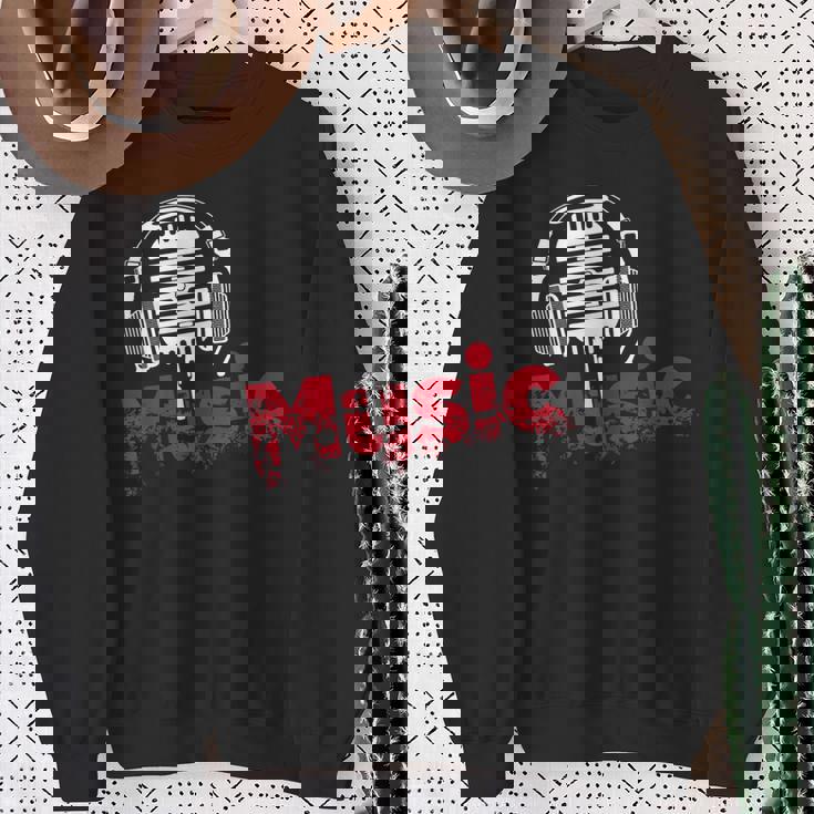 音楽 マイク ヘッドホン 日常 テキスト シンプル レトロ スウェットシャツ 年配の女性への贈り物