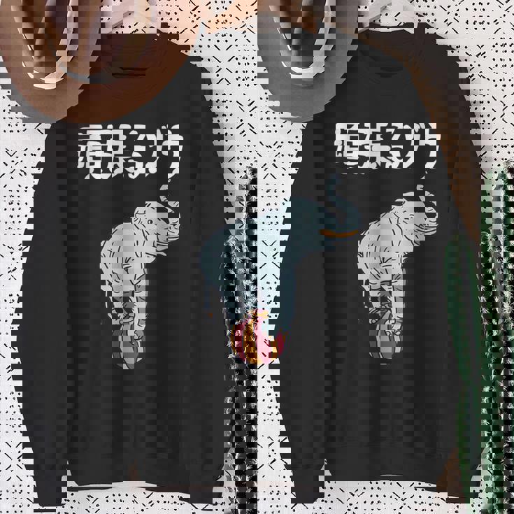 頑張るゾウ がんばるぞう ダジャレ ゾウ 動物好き ジョーク 高校受験 大学受験 試験 合格 かわいい おやじギャグ スウェットシャツ 年配の女性への贈り物