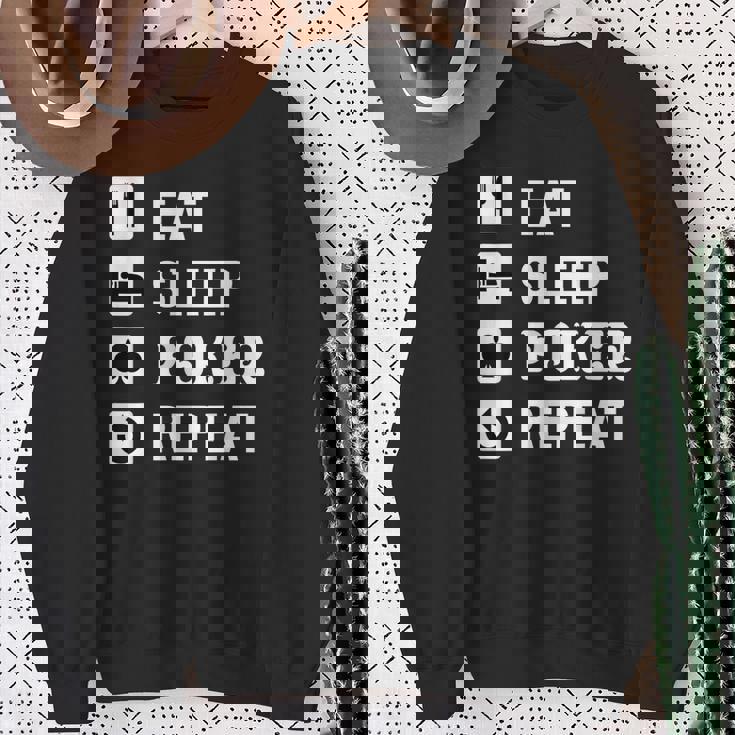 食べる 睡眠 ポーカー リピート トランプ ゲーム ホールデム スウェットシャツ 年配の女性への贈り物