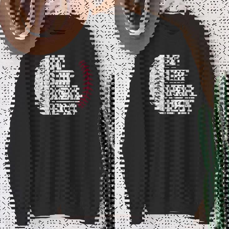 食べる、寝る、野球を繰り返す、野球選手、面白い、野球 スウェットシャツ 年配の女性への贈り物