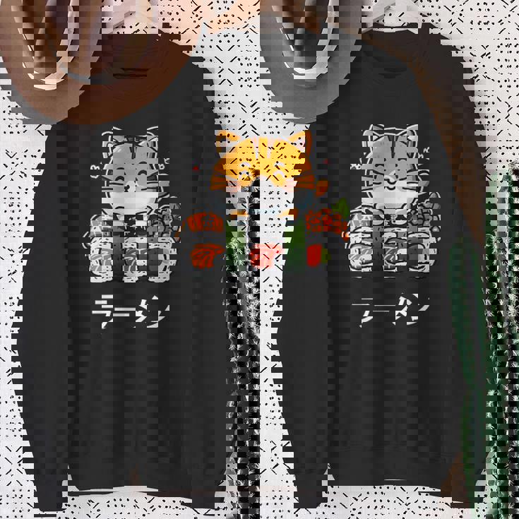 食べ物好きのためのかわいい日本のかわいい猫寿司 スウェットシャツ 年配の女性への贈り物