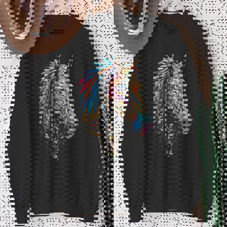 馬 動物 モチーフ イラスト 馬 スウェットシャツ 年配の女性への贈り物