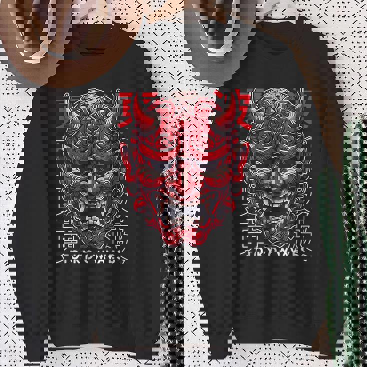 鬼マスク フェイス 妖怪 悪魔 般若 日本 鬼マスク スウェットシャツ 年配の女性への贈り物