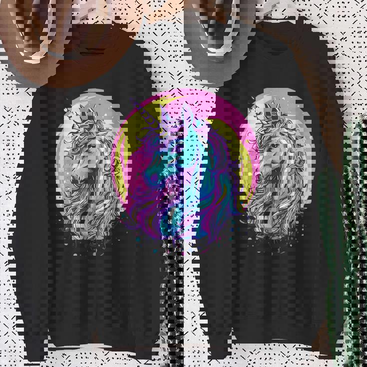 鮮やかなユニコーン マジック ファンタジー ムーンライト スウェットシャツ 年配の女性への贈り物