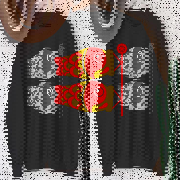 鯉 鯉 漢字 鯉のぼり 旗 スウェットシャツ 年配の女性への贈り物