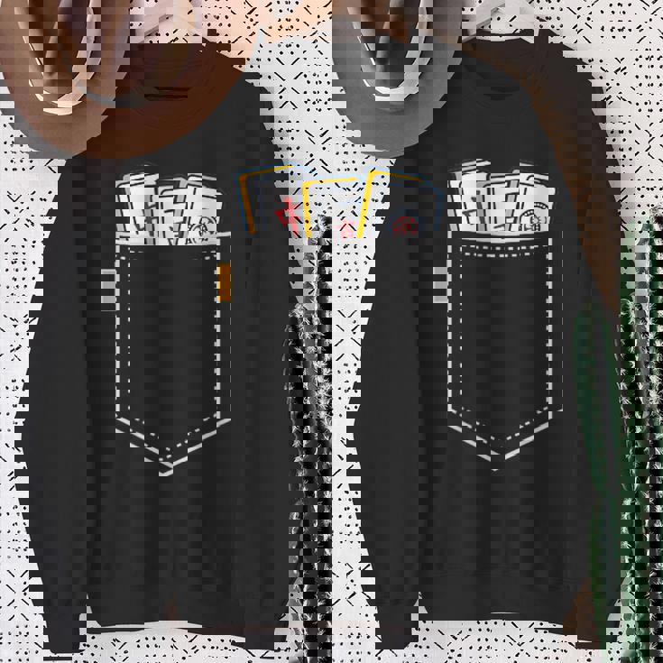 麻雀 牌 ワンポイント ポケット 柄ポケット デザイン かわいい おもしろ 可愛い 麻雀好プレゼント スウェットシャツ 年配の女性への贈り物