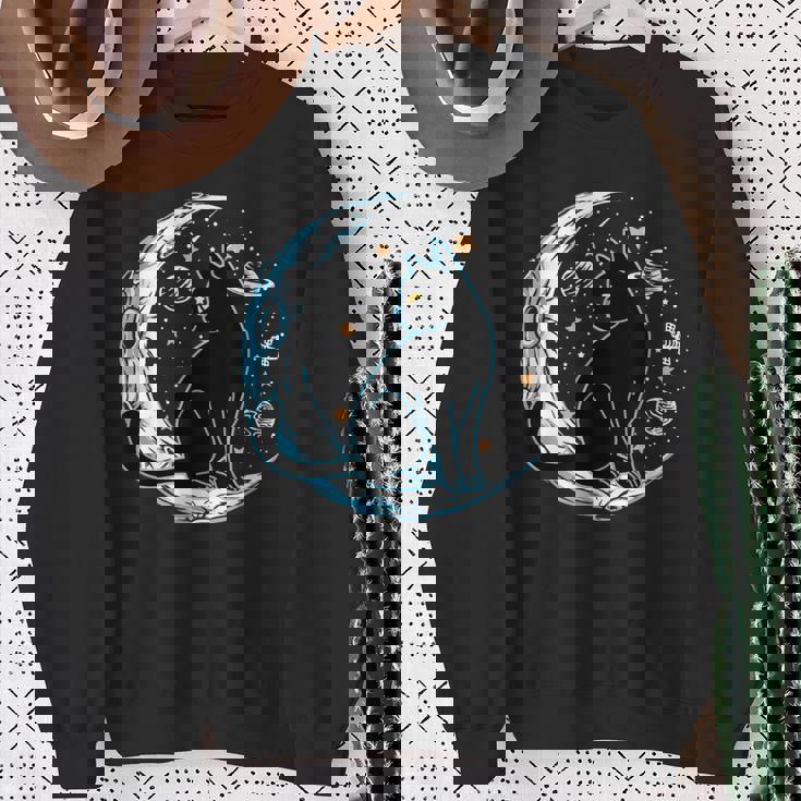 黒猫 三日月 セーラームーンフェイズ 占星術 ペット愛好家 スウェットシャツ 年配の女性への贈り物