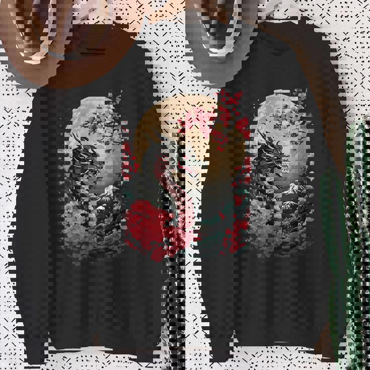 黒龍 桜 日本 美学 日本龍 スウェットシャツ 年配の女性への贈り物