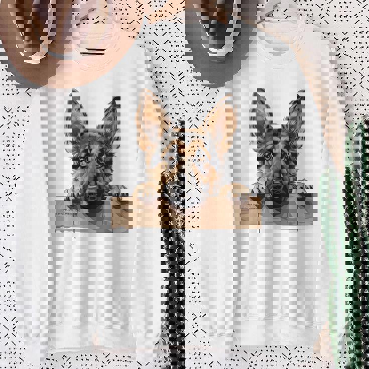 Affectionate Peek ジャーマンシェパードドッグ 長袖tシャツ スウェットシャツ 年配の女性への贈り物