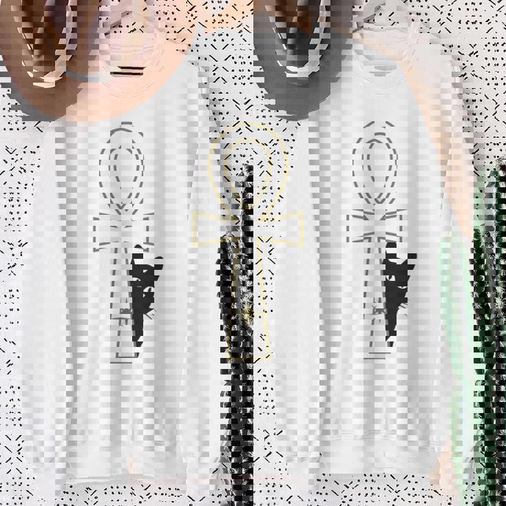 Ankh & Cat デザイン – スピリチュアル瞑想アート スウェットシャツ 年配の女性への贈り物