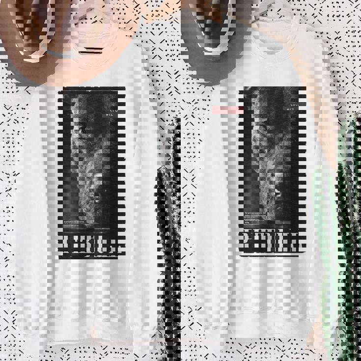 Backprint 野生の犬ピットブルテリアのポートレートブルドッグのバックプリントピットブル スウェットシャツ 年配の女性への贈り物