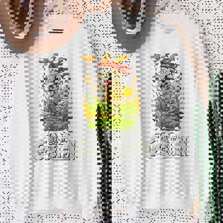 Bock Auf Grillen おもしろバーベキューアクセサリー ヤギ付きバーベキュー スウェットシャツ 年配の女性への贈り物