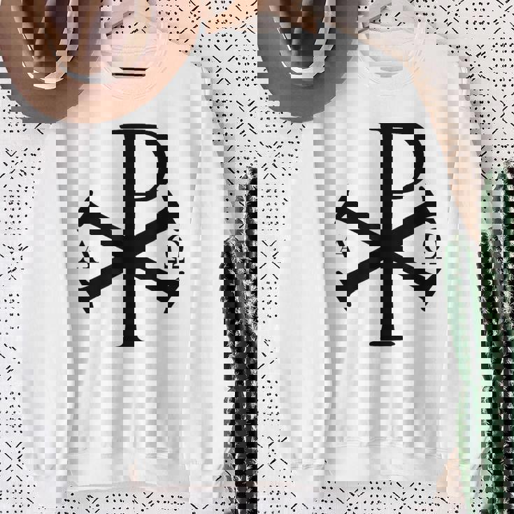 Chi Rho クリスチャン ゴッド アルファ オメガ イエスキリスト キリスト教 スウェットシャツ 年配の女性への贈り物